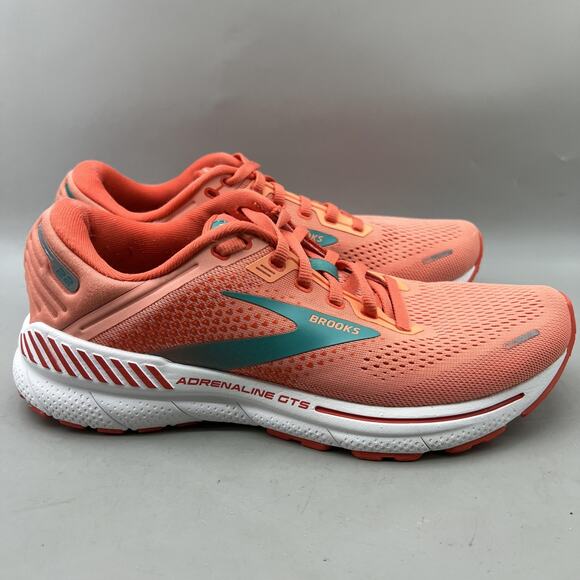 Brooks Adrenaline GTS 22 Running Shoes Women Size 9 Coral Orange Comfort Sneaker - Picture 1 of 8